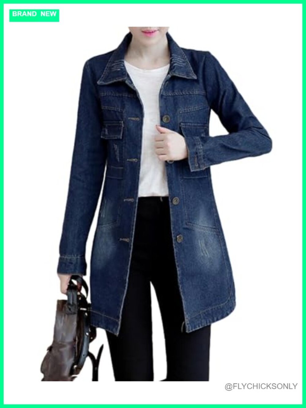SOMTHRON Women's Cotton Distressed Denim Jacket Retro Button Down Fringed Long